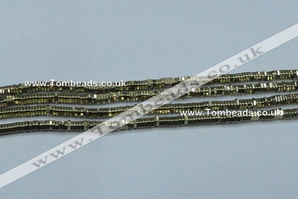 CHE915 15.5 inches 1*4mm hexagon plated hematite beads wholesale