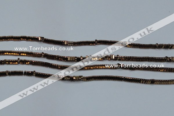 CHE919 15.5 inches 1*3mm triangle plated hematite beads wholesale