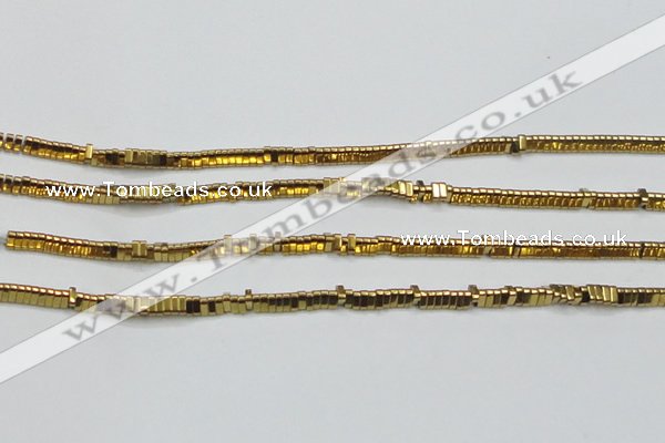 CHE921 15.5 inches 1*3mm triangle plated hematite beads wholesale