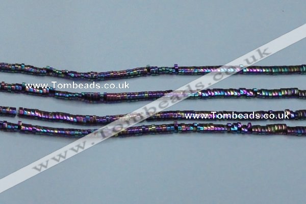 CHE933 15.5 inches 1*2*3mm oval plated hematite beads wholesale