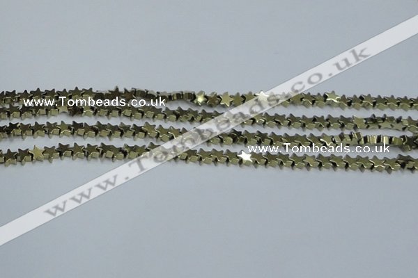 CHE937 15.5 inches 4mm star plated hematite beads wholesale