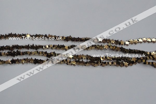 CHE939 15.5 inches 4mm star plated hematite beads wholesale