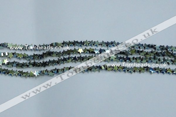 CHE941 15.5 inches 4mm star plated hematite beads wholesale