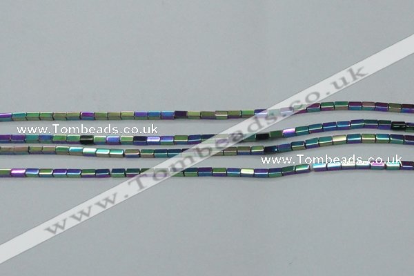 CHE958 15.5 inches 2*4mm cuboid plated hematite beads wholesale