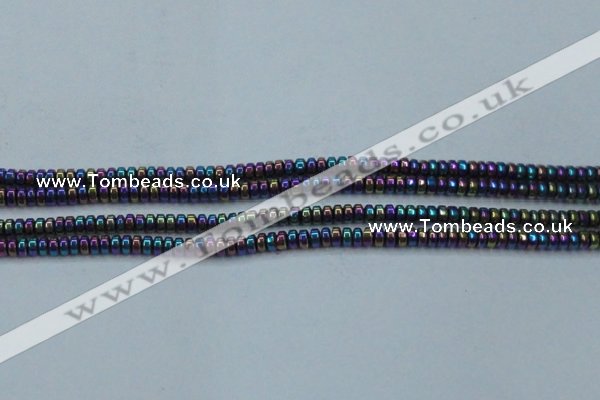 CHE963 15.5 inches 1.5*3mm rondelle plated hematite beads wholesale