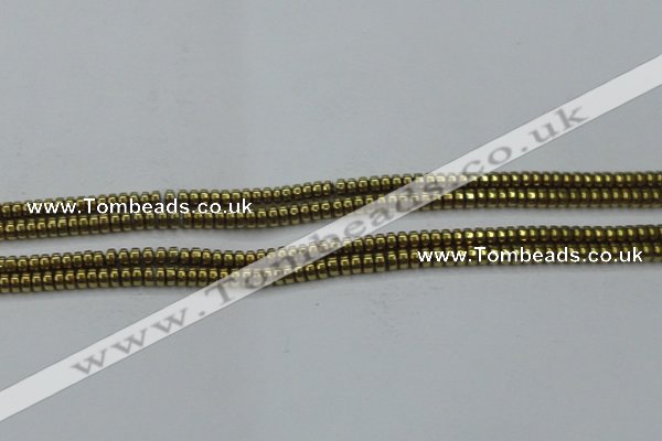 CHE964 15.5 inches 1.5*3mm rondelle plated hematite beads wholesale