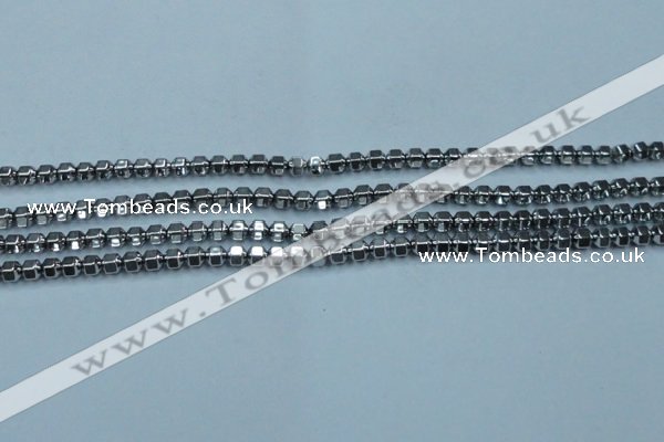 CHE981 15.5 inches 4*4mm plated hematite beads wholesale