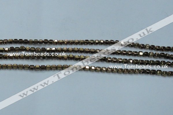 CHE984 15.5 inches 4*4mm plated hematite beads wholesale