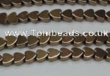 CHE993 15.5 inches 4*4mm heart plated hematite beads wholesale