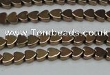 CHE993 15.5 inches 4*4mm heart plated hematite beads wholesale