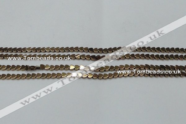 CHE993 15.5 inches 4*4mm heart plated hematite beads wholesale