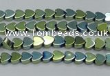 CHE994 15.5 inches 4*4mm heart plated hematite beads wholesale