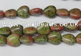 CHG01 15.5 inches 8*8mm heart unakite gemstone beads wholesale