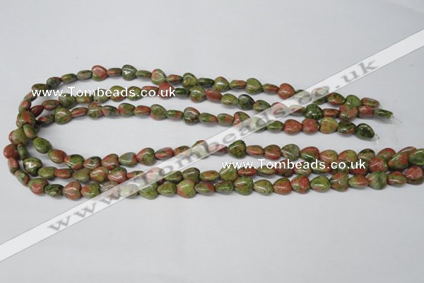 CHG01 15.5 inches 8*8mm heart unakite gemstone beads wholesale