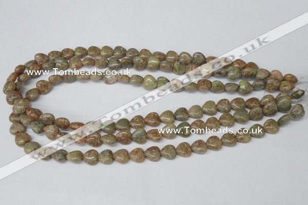 CHG14 15.5 inches 10*10mm heart New unakite gemstone beads wholesale