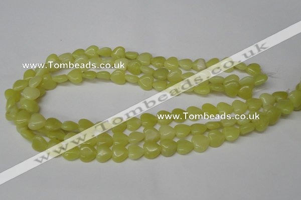 CHG16 15.5 inches 10*10mm heart lemon jade gemstone beads wholesale