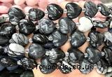 CHG215 15 inches 20mm heart black water jasper beads wholesale