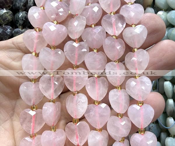 CHG301 15 inches 12mm faceted heart rose quartz beads