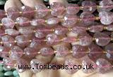 CHG302 15 inches 12mm faceted heart strawberry quartz beads