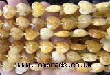 CHG305 15 inches 12mm faceted heart yellow quartz beads