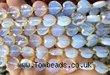 CHG307 15 inches 12mm faceted heart opalite beads wholesale