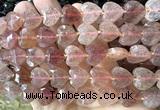 CHG353 15 inches 14mm faceted heart strawberry quartz beads