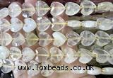 CHG355 15 inches 14mm faceted heart lemon quartz beads