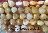 CHG356 15 inches 14mm faceted heart yellow quartz beads