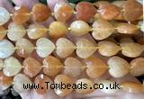 CHG357 15 inches 14mm faceted heart red aventurine jade beads