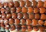 CHG365 15 inches 14mm faceted heart red jasper beads