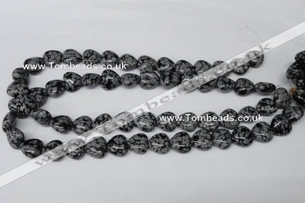 CHG37 15.5 inches 12*12mm heart snowflake obsidian beads wholesale