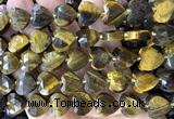 CHG375 15 inches 14mm faceted heart yellow tiger eye beads