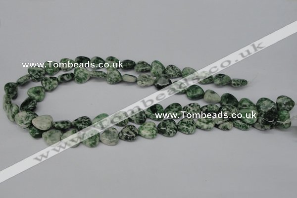 CHG38 15.5 inches 12*12mm heart green spot jasper beads wholesale