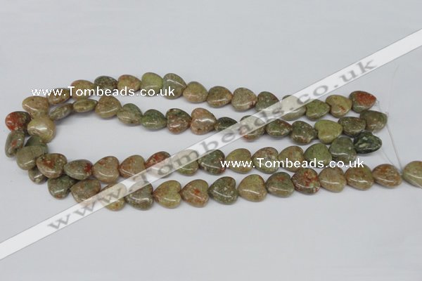 CHG45 15.5 inches 14*14mm heart New unakite gemstone beads wholesale