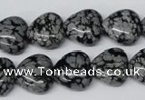 CHG50 15.5 inches 14*14mm heart snowflake obsidian beads wholesale