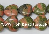 CHG60 15.5 inches 16*16mm heart unakite gemstone beads wholesale