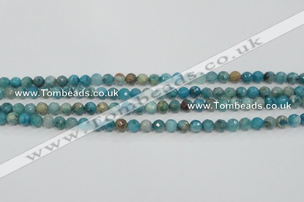 CHM211 15.5 inches 6mm faceted round blue hemimorphite beads