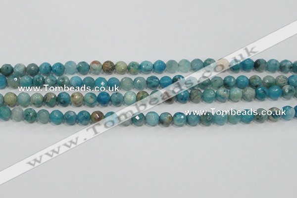 CHM212 15.5 inches 8mm faceted round blue hemimorphite beads