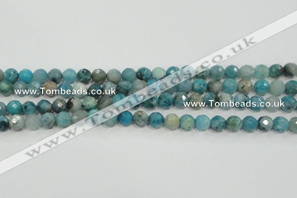 CHM213 15.5 inches 10mm faceted round blue hemimorphite beads