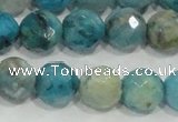 CHM215 15.5 inches 14mm faceted round blue hemimorphite beads