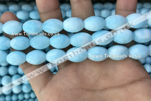 CHM308 15.5 inches 10*14mm rice blue hemimorphite gemstone beads