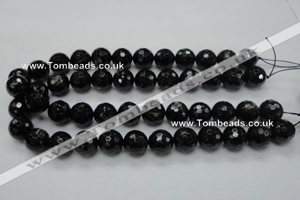 CHS06 15.5 inches 16mm faceted round natural hypersthene gemstone beads