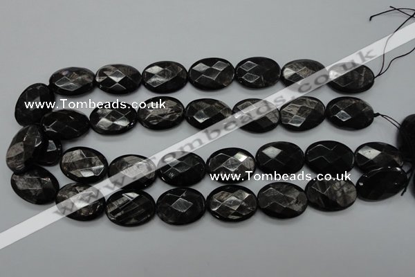 CHS08 15.5 inches 18*25mm faceted oval natural hypersthene gemstone beads