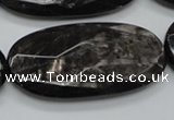 CHS09 15.5 inches 25*50mm faceted oval natural hypersthene gemstone beads