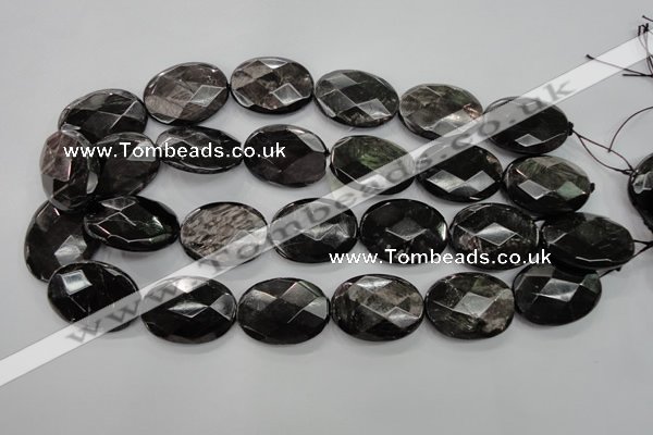 CHS16 15.5 inches 22*30mm faceted oval natural hypersthene beads