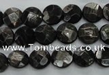 CHS17 15.5 inches 10mm faceted coin natural hypersthene beads