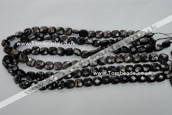 CHS25 15.5 inches 10*10mm faceted square natural hypersthene beads