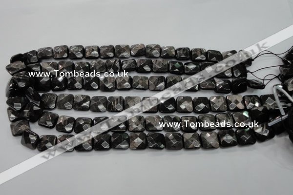 CHS26 15.5 inches 12*12mm faceted square natural hypersthene beads