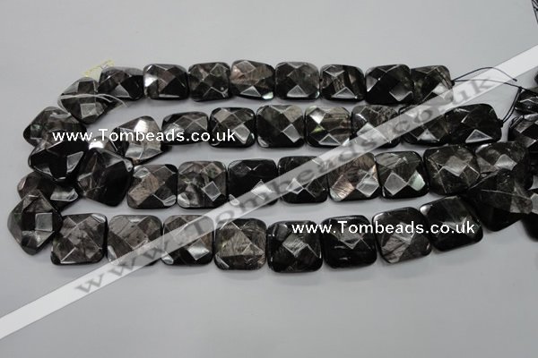 CHS28 15.5 inches 20*20mm faceted square natural hypersthene beads