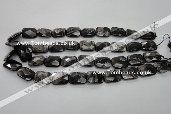 CHS38 15.5 inches 15*20mm faceted rectangle natural hypersthene beads